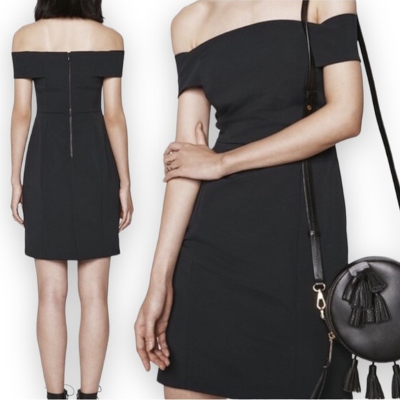 NWT Rebecca Minkoff Diana Black Off the Shoulder Mini Dress sz 0 - Picture 13 of 15